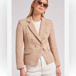 GENERATION LOVE Eliza tweed double breasted blazer tan metallic threads size L